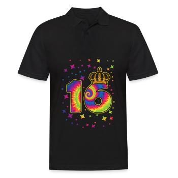 Tie-dye 16th birthday party 16 years old - Men's Polo Shirt - black - Front - Kai (181cm)
