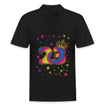Tie-dye Fête d’anniversaire 23 ans Célébrant - Polo Homme - noir - Devant - Kai (181cm)