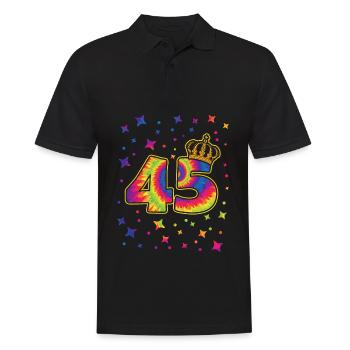 Tie-dye 45. Geburtstagsfeier 45 Jahre Alter - Männer Poloshirt - Schwarz - Vorne - Kai (181cm)