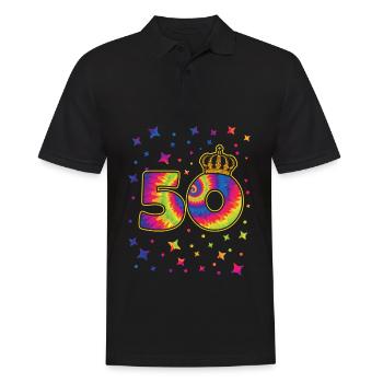 Tie-dye 50. Geburtstagsfeier 50 Jahre Alter - Männer Poloshirt - Schwarz - Vorne - Kai (181cm)