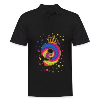 Tie-dye fête d’anniversaire 9 ans 9 ans - Polo Homme - noir - Devant - Kai (181cm)