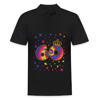Tie-dye 60th Birthday Party 60 Years Old - Men's Polo Shirt - black - Front - Kai (181cm)