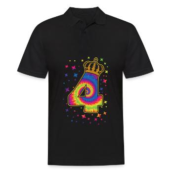 Tie-dye 4. Geburtstagsfeier 4 Jahre Alter - Männer Poloshirt - Schwarz - Vorne - Kai (181cm)
