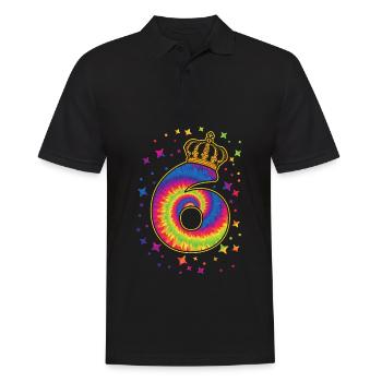Tie-dye 6. Geburtstagsfeier 6 Jahre Alter - Männer Poloshirt - Schwarz - Vorne - Kai (181cm)