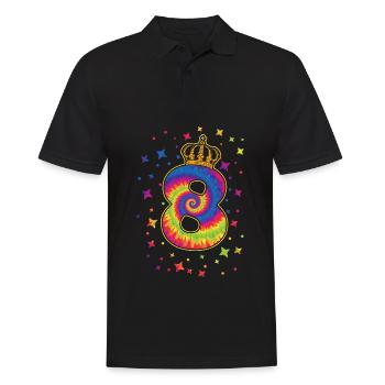 Tie-dye 8. Geburtstagsfeier 8 Jahre Alter - Männer Poloshirt - Schwarz - Vorne - Kai (181cm)
