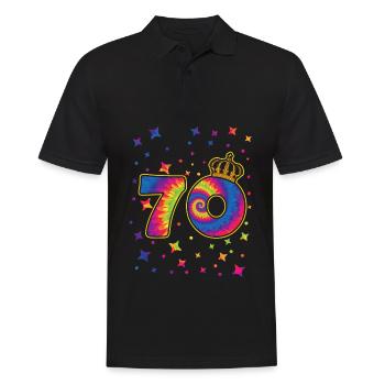 Tie-dye 70. Geburtstagsfeier 70 Jahre Alter - Männer Poloshirt - Schwarz - Vorne - Kai (181cm)