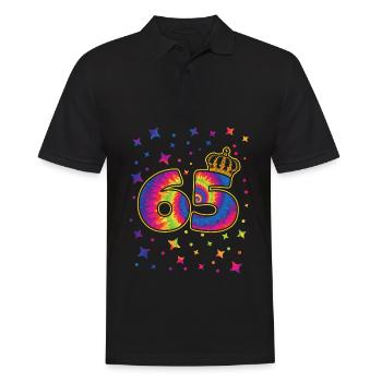Tie-dye 65. Geburtstagsfeier 65 Jahre Alter - Männer Poloshirt - Schwarz - Vorne - Kai (181cm)