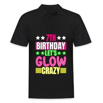 7th Birthday Let's Glow Crazy Colorful 7 year old - Men's Polo Shirt - black - Front - Kai (181cm)