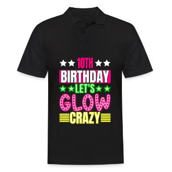 10th Birthday Let's Glow Crazy Colorful - Men's Polo Shirt - black - Front - Kai (181cm)