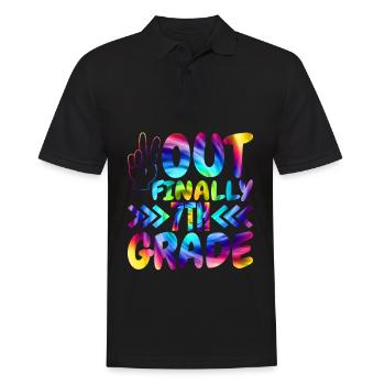 Out Endlich Grundschüler Der 7. Klasse - Männer Poloshirt - Schwarz - Vorne - Kai (181cm)