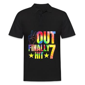 Endlich Hit 7-jähriger Zelebrant Zum 7. Geburtstag - Männer Poloshirt - Schwarz - Vorne - Kai (181cm)