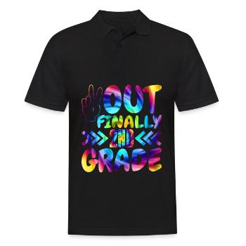 Peace Out Enfin les élèves de 2e année du primaire - Polo Homme - noir - Devant - Kai (181cm)