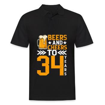 Acclamations et bière à 34 ans Chope de bière mousseuse - Polo Homme - noir - Devant - Kai (181cm)