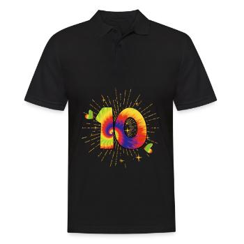 Tie-dye 10. Geburtstagsfeier 10 Jahre Alter - Männer Poloshirt - Schwarz - Vorne - Kai (181cm)