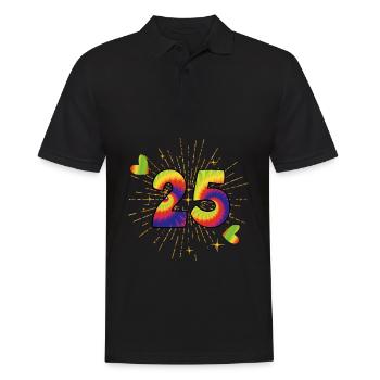 Tie-dye 25. Geburtstagsfeier 25 Jahre Alter - Männer Poloshirt - Schwarz - Vorne - Kai (181cm)