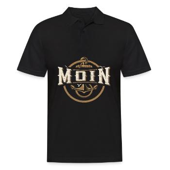 Moin ihr Spacken - Digga Spruch Meer Norddeutsch - Männer Poloshirt - Schwarz - Vorne - Kai (181cm)