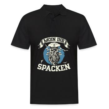 Moin ihr Spacken - Digga Spruch Meer Norddeutsch - Männer Poloshirt - Schwarz - Vorne - Kai (181cm)