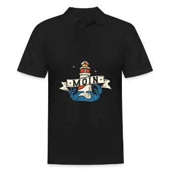 Moin ihr Spacken - Digga Spruch Meer Norddeutsch - Männer Poloshirt - Schwarz - Vorne - Kai (181cm)