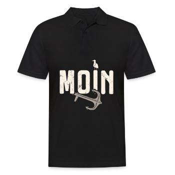 Moin ihr Spacken - Digga Spruch Meer Norddeutsch - Männer Poloshirt - Schwarz - Vorne - Kai (181cm)