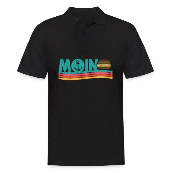 Moin ihr Spacken - Digga Spruch Meer Norddeutsch - Männer Poloshirt - Schwarz - Vorne - Kai (181cm)