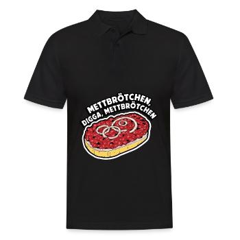 Mettbrötchen digga Mettbrötchen Metzger - Männer Poloshirt - Schwarz - Vorne - Kai (181cm)