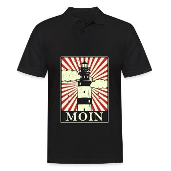 Moin ihr Spacken - Digga Spruch Meer Norddeutsch - Männer Poloshirt - Schwarz - Vorne - Kai (181cm)