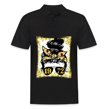Sonnenblume Mama Geboren 1972 Geburtstag - Männer Poloshirt - Schwarz - Vorne - Kai (181cm)