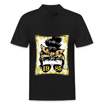 Tournesol Maman Née 1985 Anniversaire - Polo Homme - noir - Devant - Kai (181cm)