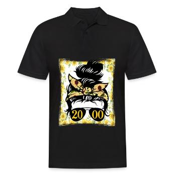 Sonnenblume Mama Geboren 2000 Geburtstag - Männer Poloshirt - Schwarz - Vorne - Kai (181cm)