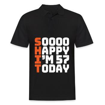 soooo happy i'm 57 Lustig 57. Geburtstag 57 - Männer Poloshirt - Schwarz - Vorne - Kai (181cm)