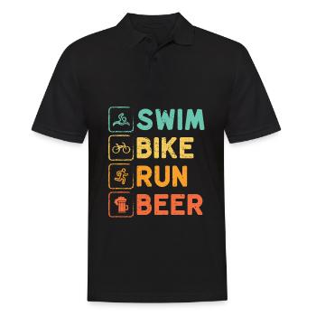 Schwimmen Radfahren Laufen Bier Triathlon Athlet - Männer Poloshirt - Schwarz - Vorne - Kai (181cm)