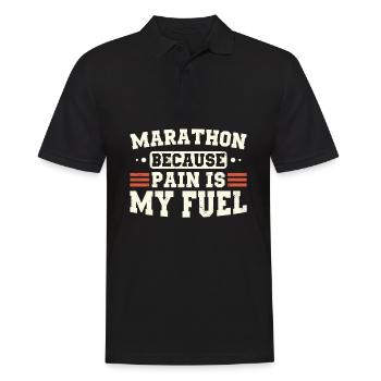Marathon parce que la douleur est mon carburant Marathon - Polo Homme - noir - Devant - Kai (181cm)