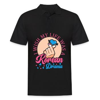 J’aimerais que ma vie soit coréenne - Polo Homme - noir - Devant - Kai (181cm)