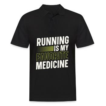 La course à pied est mon médicament préféré - Polo Homme - noir - Devant - Kai (181cm)