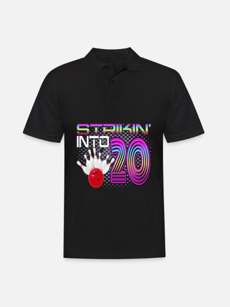 Striking Into 20 Bowling Bowler 20th Birthday - Men's Polo Shirt - black