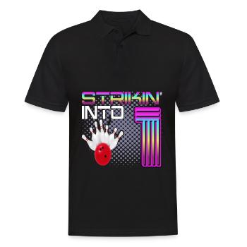 Striking Into 1 Bowling Bowler 1st Birthday - Men's Polo Shirt - black - Front - Kai (181cm)