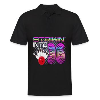Striking Into 36 Bowling Bowler 36. Geburtstag - Männer Poloshirt - Schwarz - Vorne - Kai (181cm)