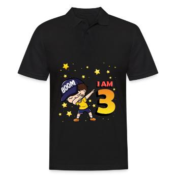 Boom J’ai 3 | Anniversaire Garçon | Fête d’anniversaire 3rd - Polo Homme - noir - Devant - Kai (181cm)