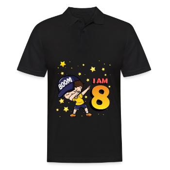 Boom J’ai 8 | Anniversaire Garçon | Fête du 8ème anniversaire - Polo Homme - noir - Devant - Kai (181cm)