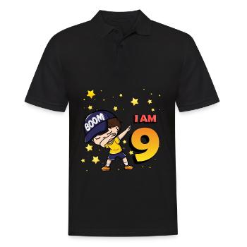 Boom I'm 9 | Birthday Boy | 9th Birthday Party - Männer Poloshirt - Schwarz - Vorne - Kai (181cm)