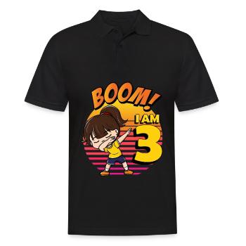 Boom J’ai 3 | Birthday Girl | Fête d’anniversaire 3rd - Polo Homme - noir - Devant - Kai (181cm)