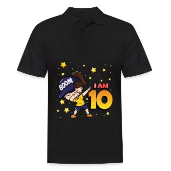 Boom I'm 10 | Birthday Girl | 10th Birthday Party - Men's Polo Shirt - black - Front - Kai (181cm)
