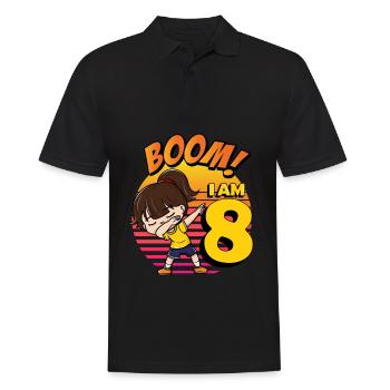 Boom J’ai 8 | Birthday Girl | Fête du 8ème anniversaire - Polo Homme - noir - Devant - Kai (181cm)
