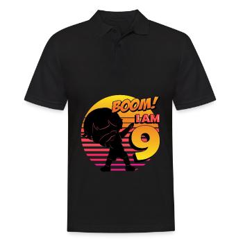 Boom I'm 9 | Birthday Boy | 9th Birthday Party - Männer Poloshirt - Schwarz - Vorne - Kai (181cm)