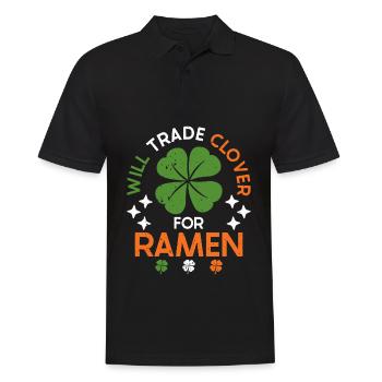 Échangez le trèfle contre des ramen | | amateur de ramen Japon - Polo Homme - noir - Devant - Kai (181cm)