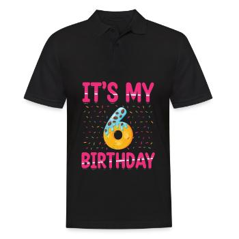 It's My 6th Birthday | Sprinkles Theme | - Men's Polo Shirt - black - Front - Kai (181cm)