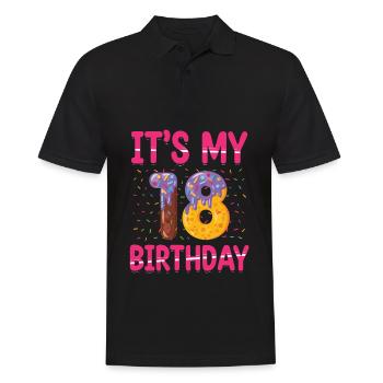 It's My 18th Birthday | Sprinkles Themed | - Men's Polo Shirt - black - Front - Kai (181cm)