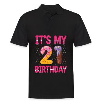 C’est mon 21e anniversaire | | du thème Sprinkles - Polo Homme - noir - Devant - Kai (181cm)