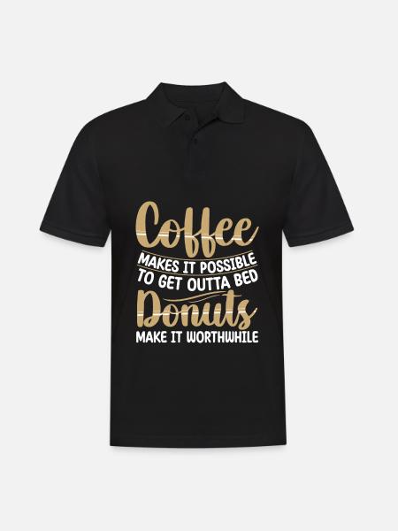 Kaffee Macht's Möglich | Donut-liebhaber-t-shirt - Männer Poloshirt - Schwarz