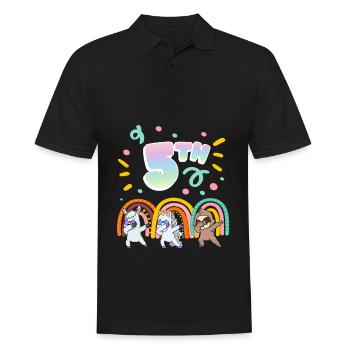 5th Birthday Dabbing Llama Einhorn Faultier | 5th - Männer Poloshirt - Schwarz - Vorne - Kai (181cm)